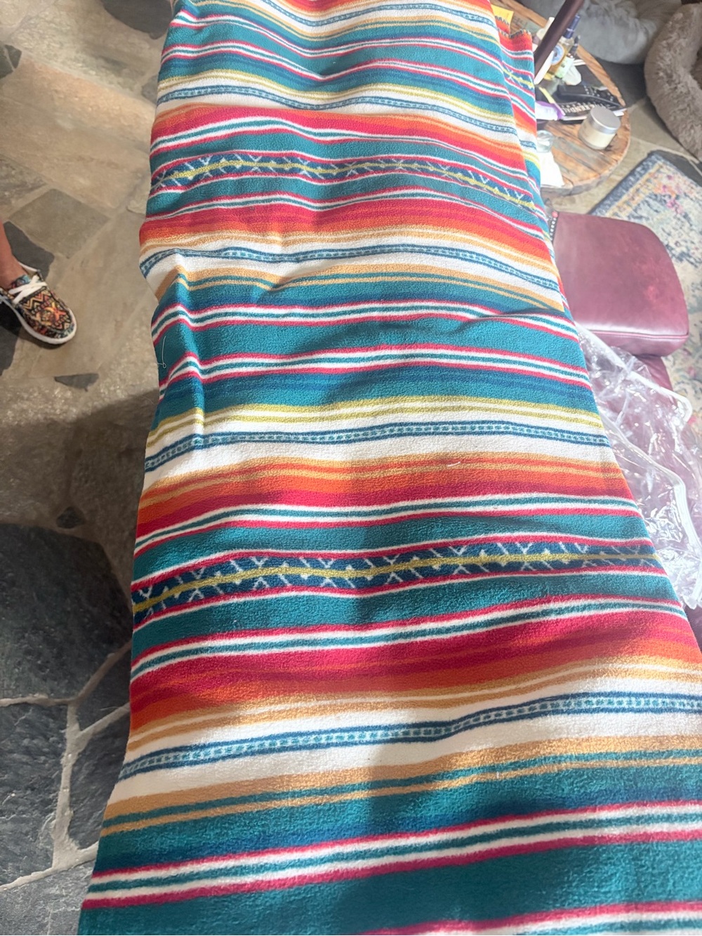 Pendleton Teal, Red, Yellow & Cream Striped Throw